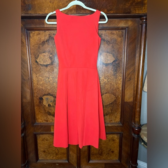 Chiara Boni- Deep Orange Fit-and-Flare Dress. Size US 6 - Picture 6 of 14